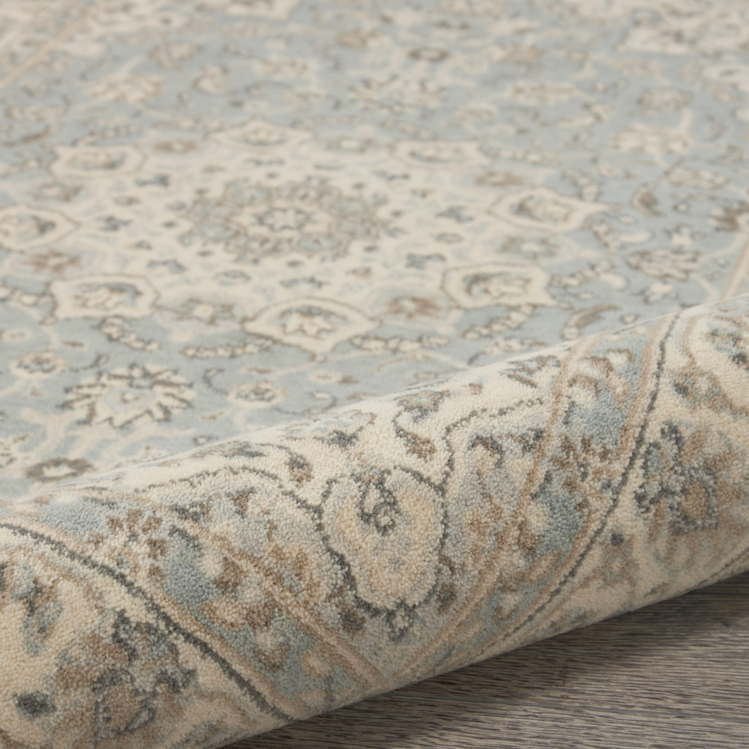 Nourison Living Treasures LI15 Aqua Ivory Area Rug - Image 3