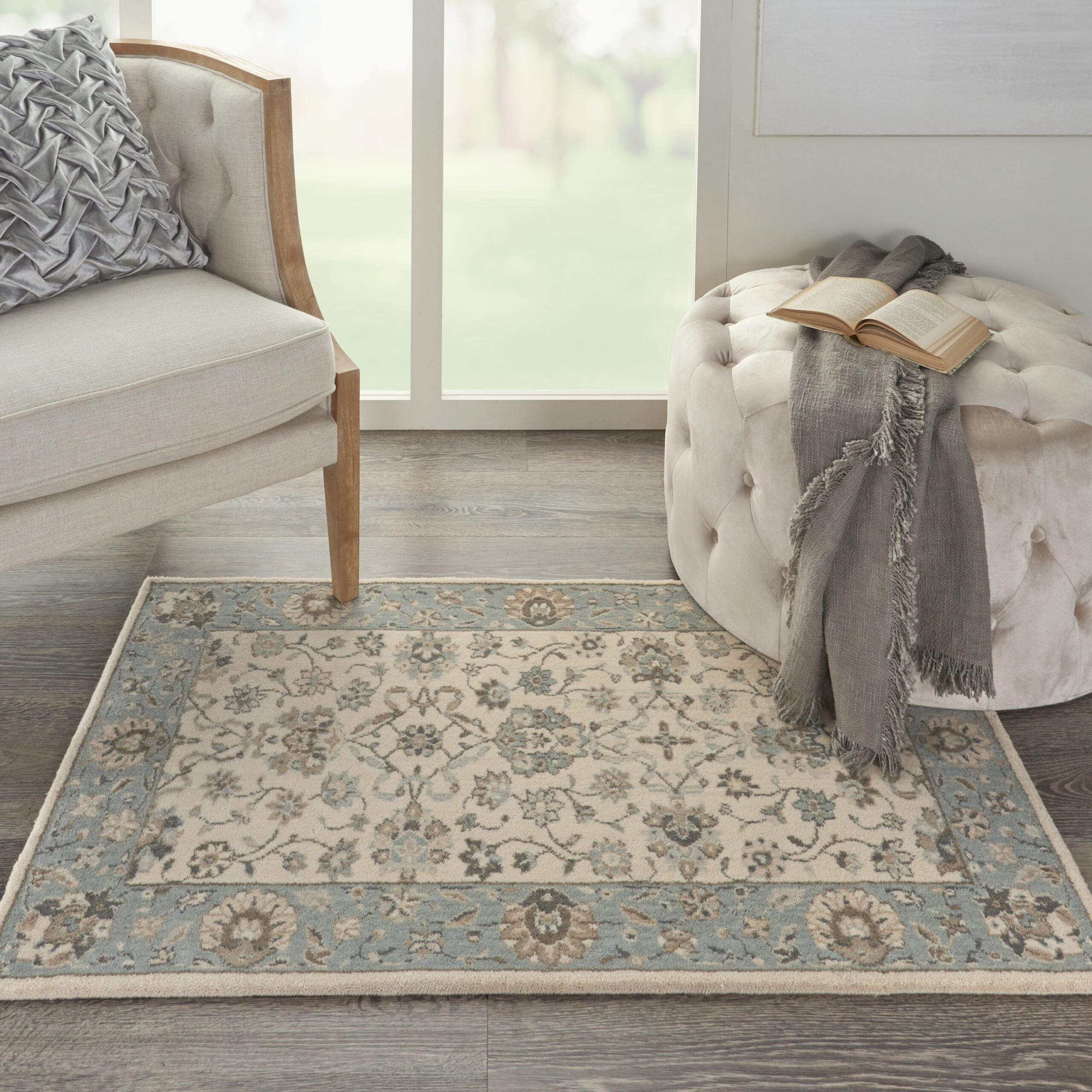 Nourison Living Treasures LI16 Ivory Aqua Area Rug - Image 5