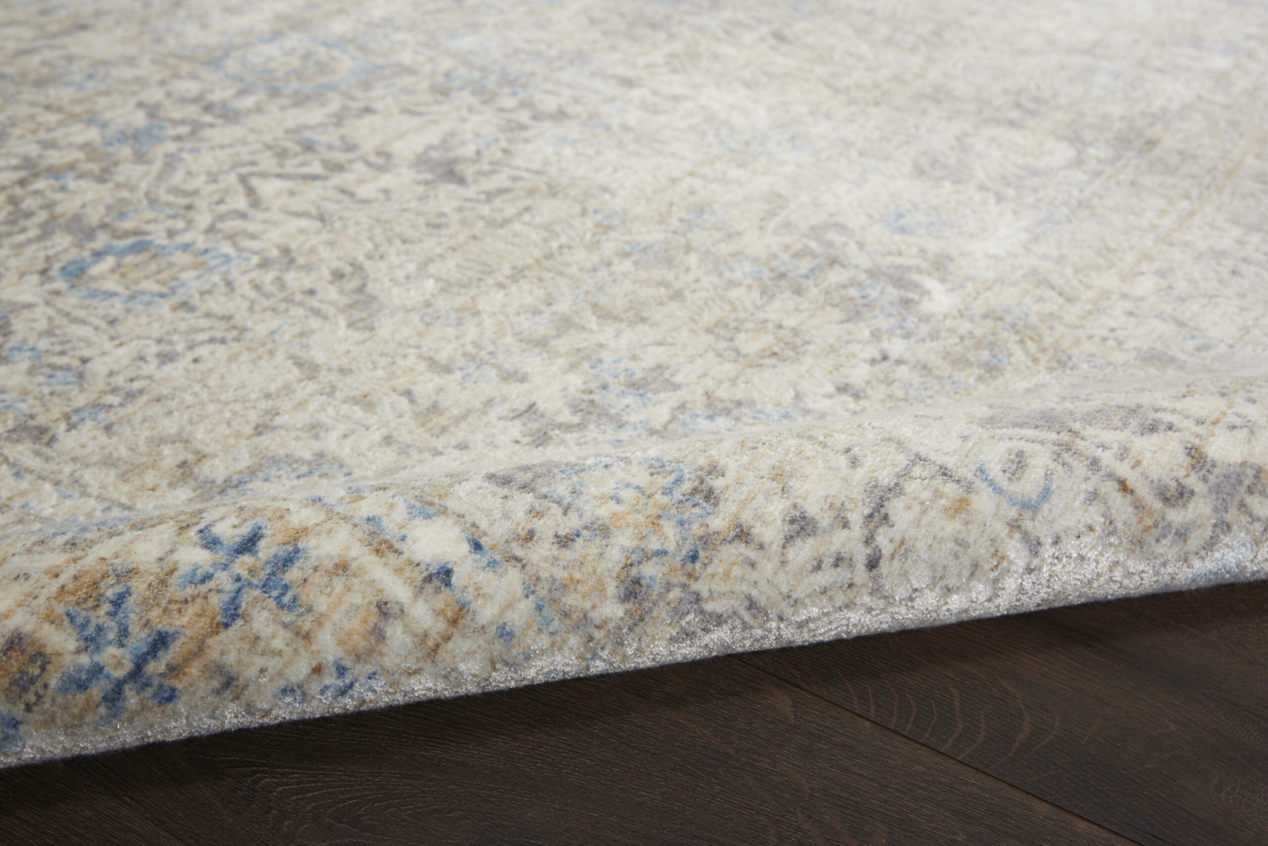 Nourison Lustrous Weave LUW01 Ivory Blue Area Rug - Image 3