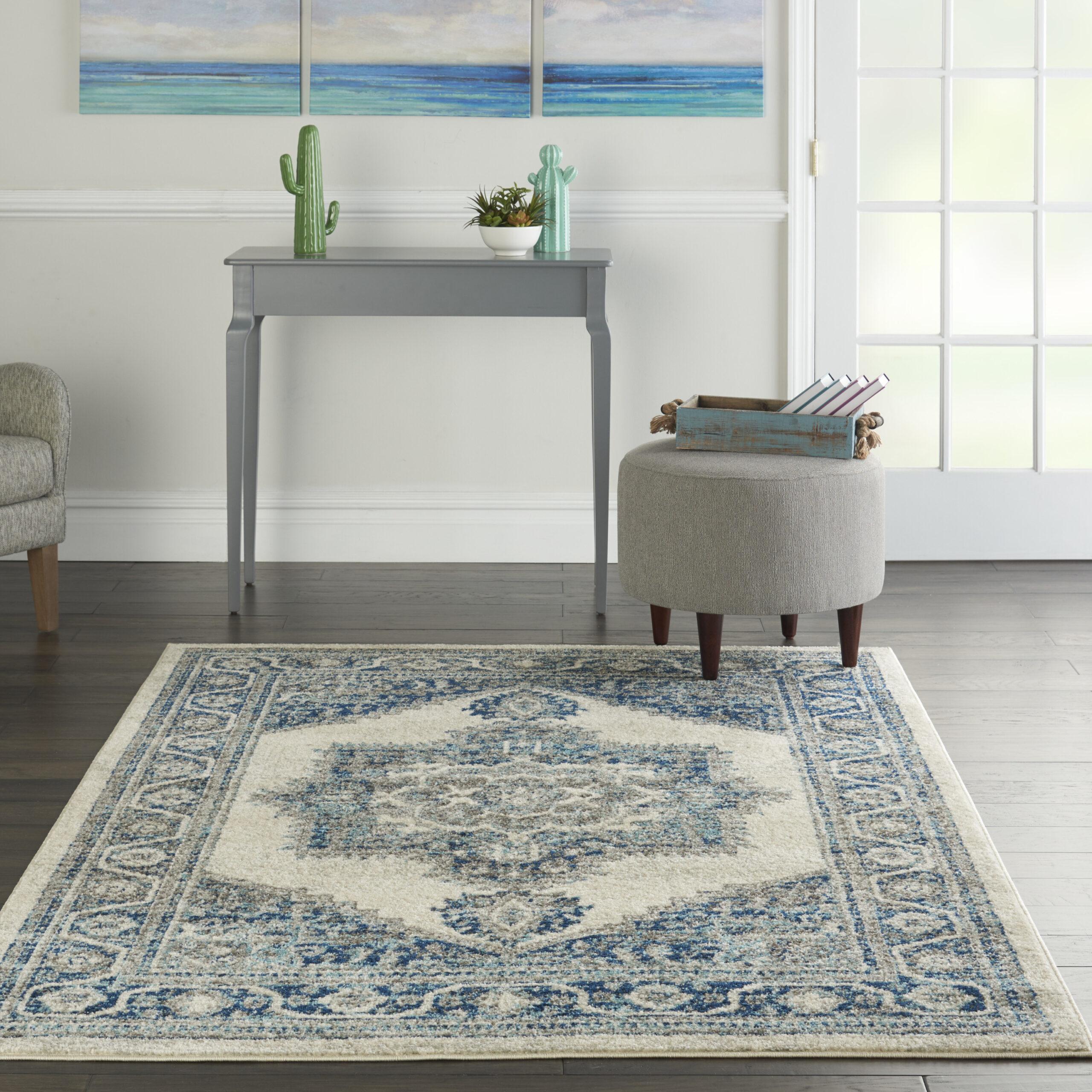 Nourison Persian Vintage PRV01 Ivory Blue Area Rug - Image 5