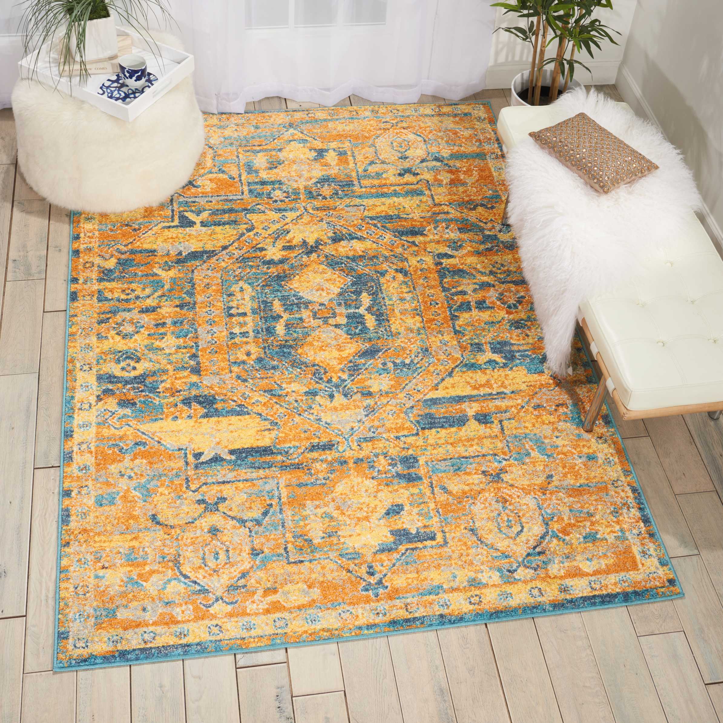 Nourison Passion PSN07 Teal/Sun Area Rug - Image 3