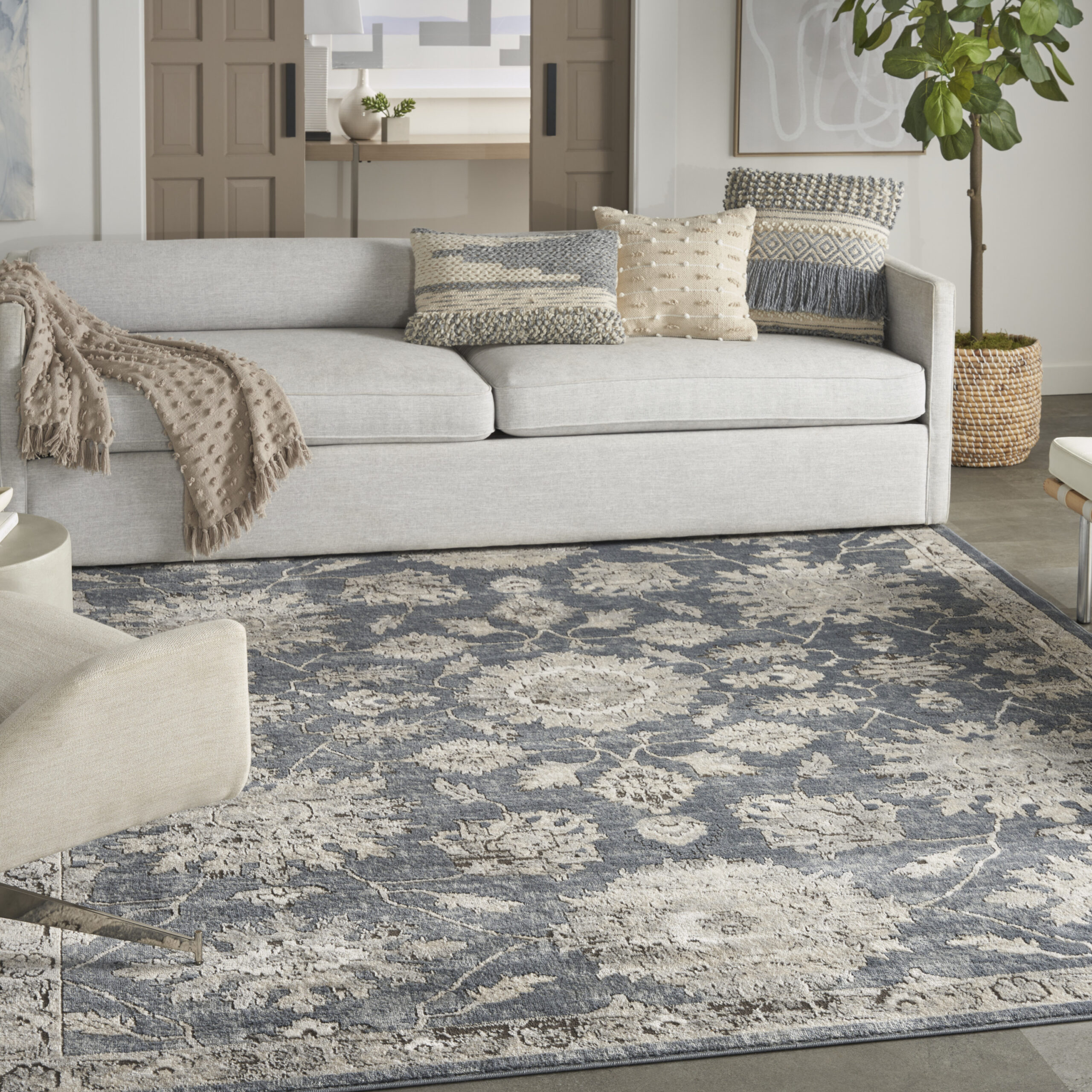 Nourison Quarry QUA06 Blue Beige Area Rug - Image 5
