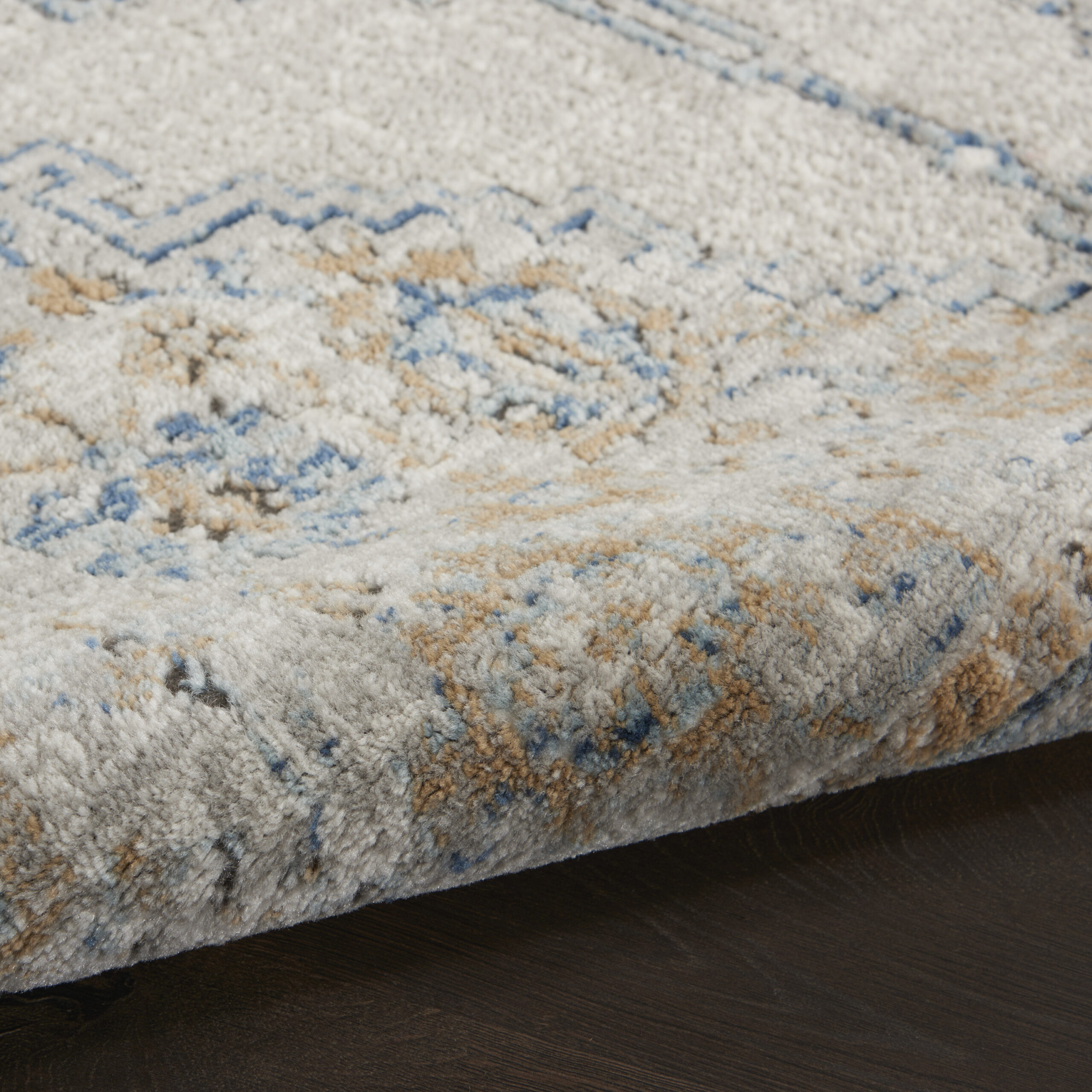 Nourison Quarry QUA09 Grey Light Blue Area Rug - Image 3