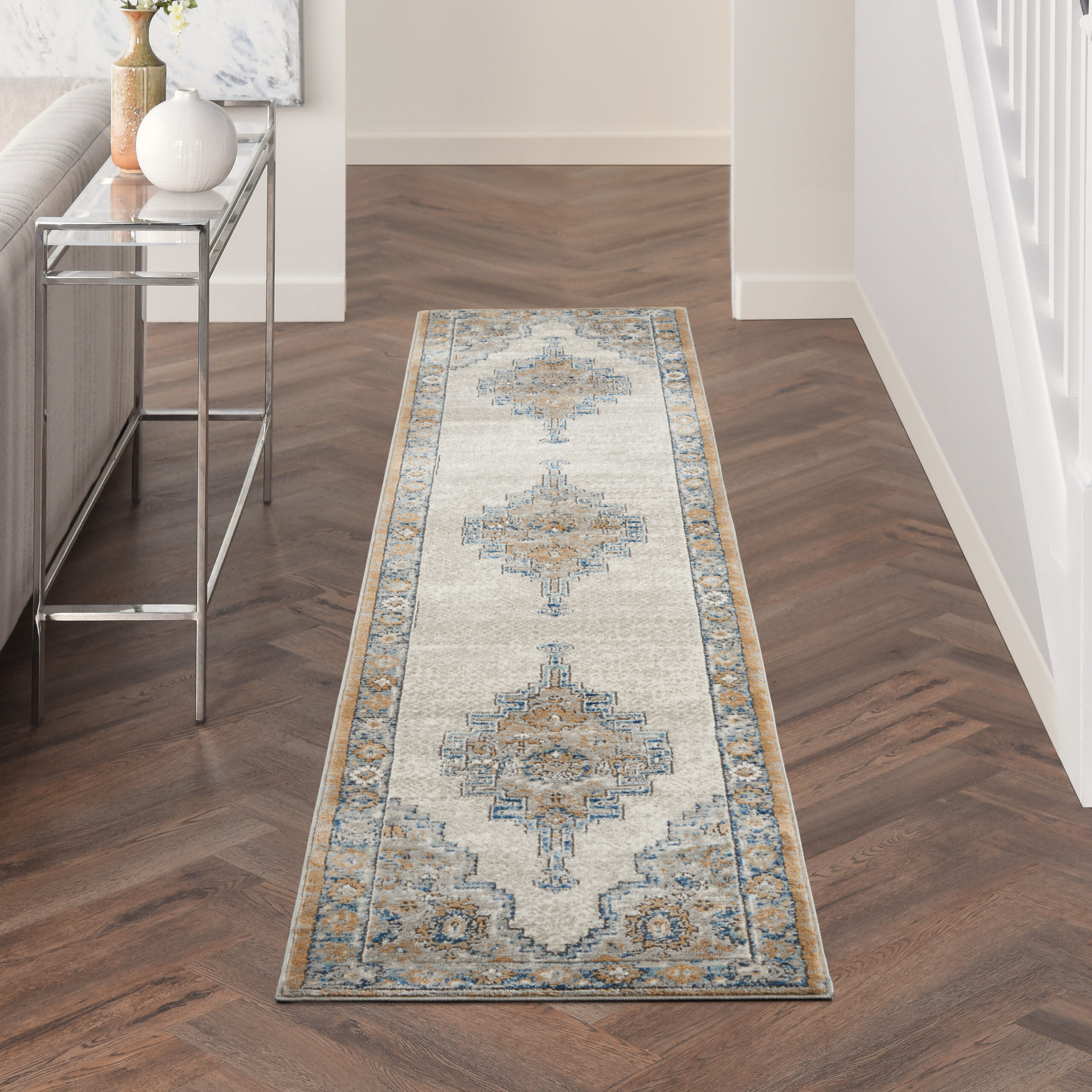 Nourison Quarry QUA09 Grey Light Blue Area Rug - Image 5