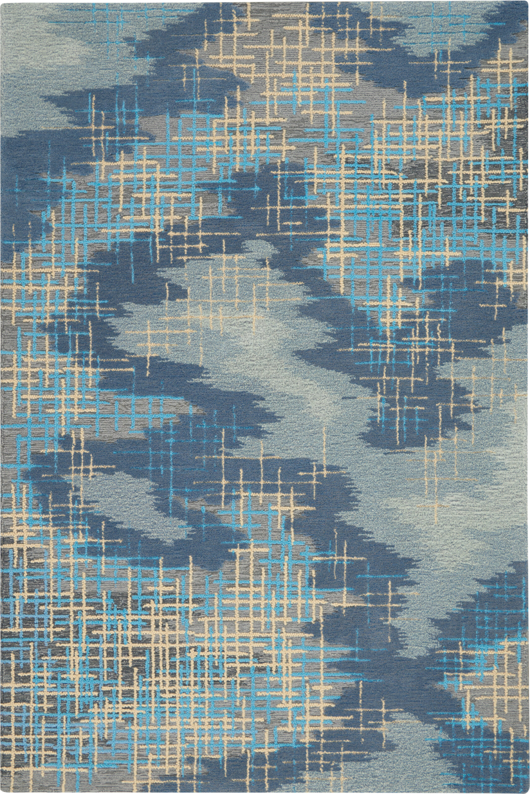 Nourison Symmetry SMM08 Blue Beige Area Rug