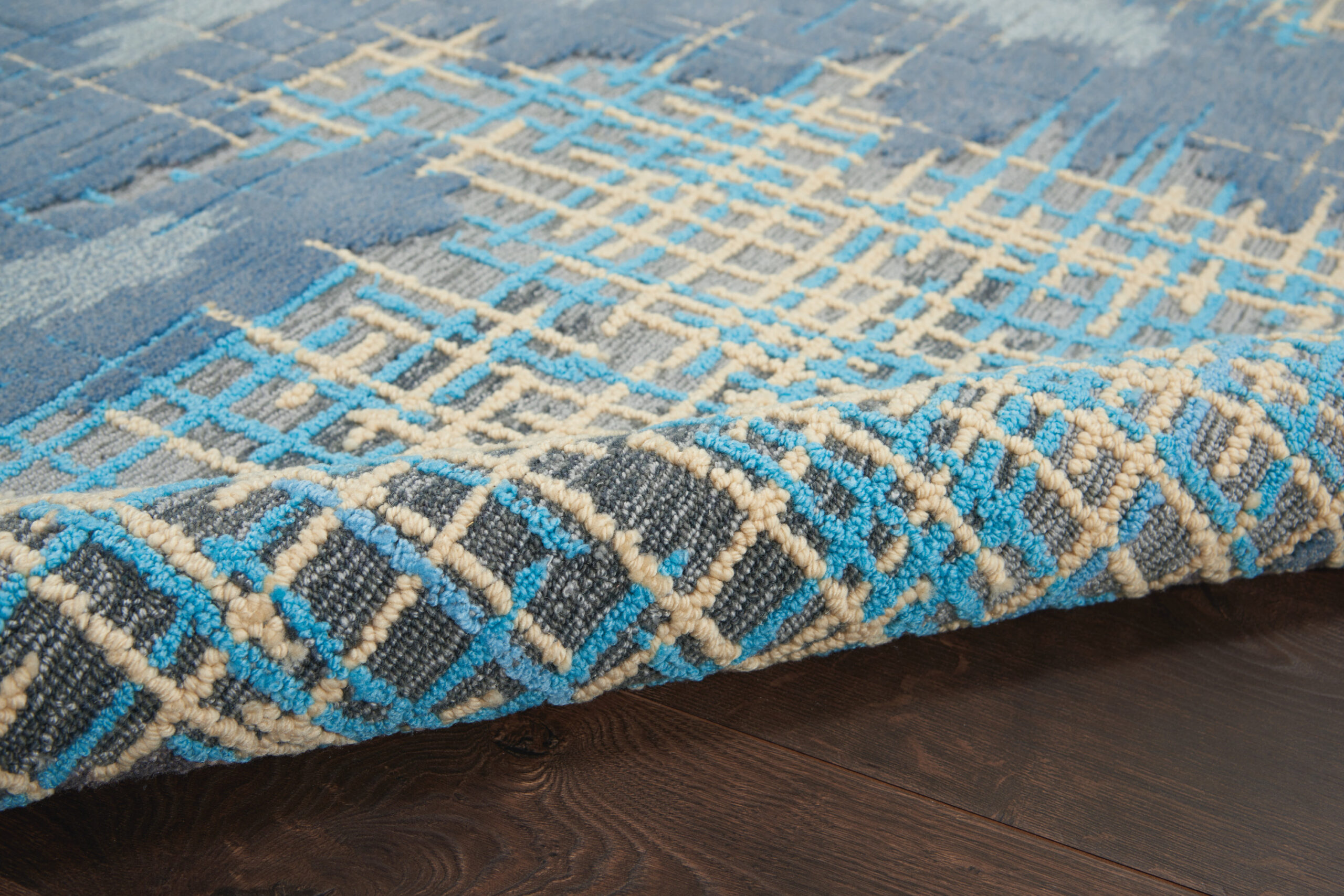 Nourison Symmetry SMM08 Blue Beige Area Rug - Image 3