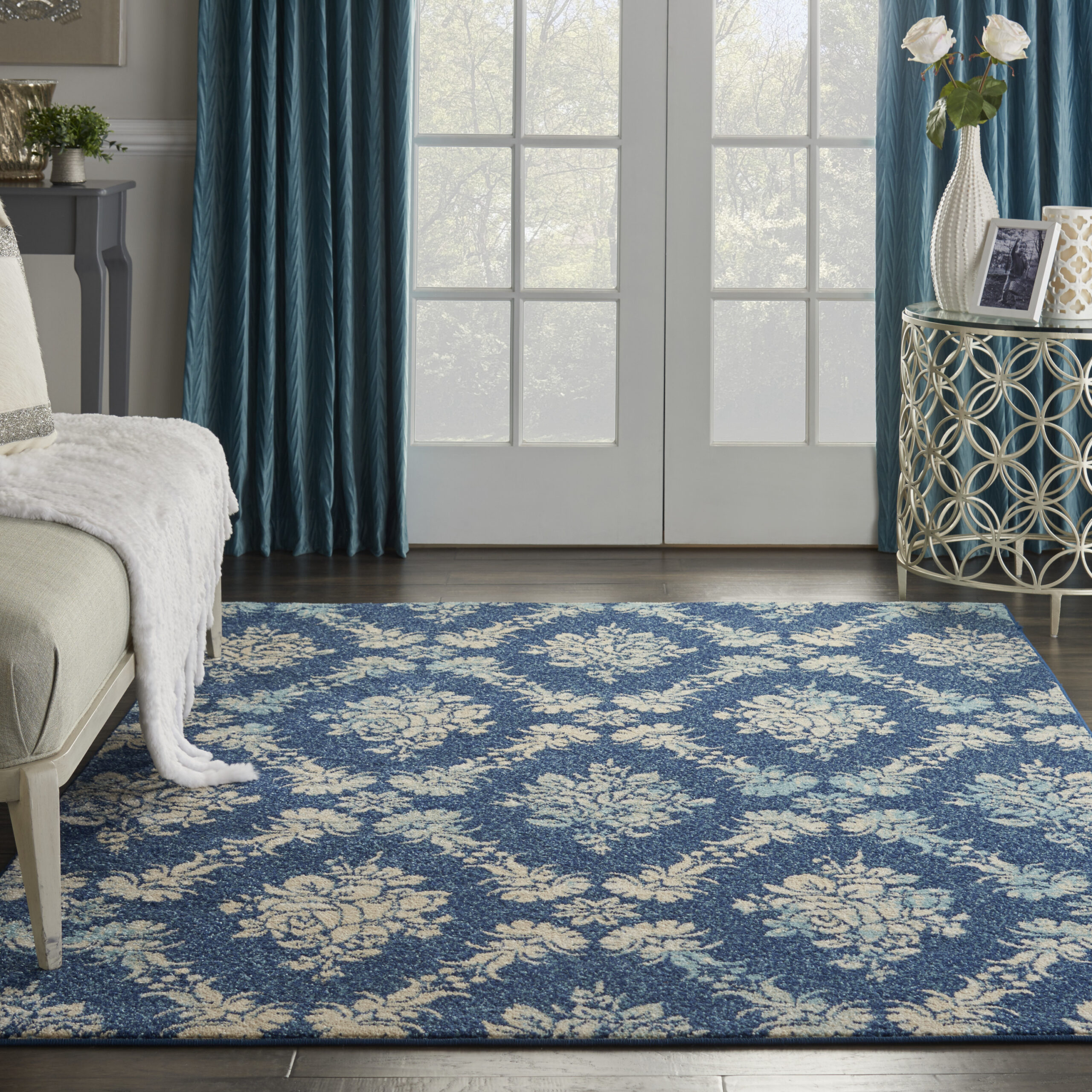 Nourison Tranquil TRA09 Navy Light Blue Area Rug - Image 5