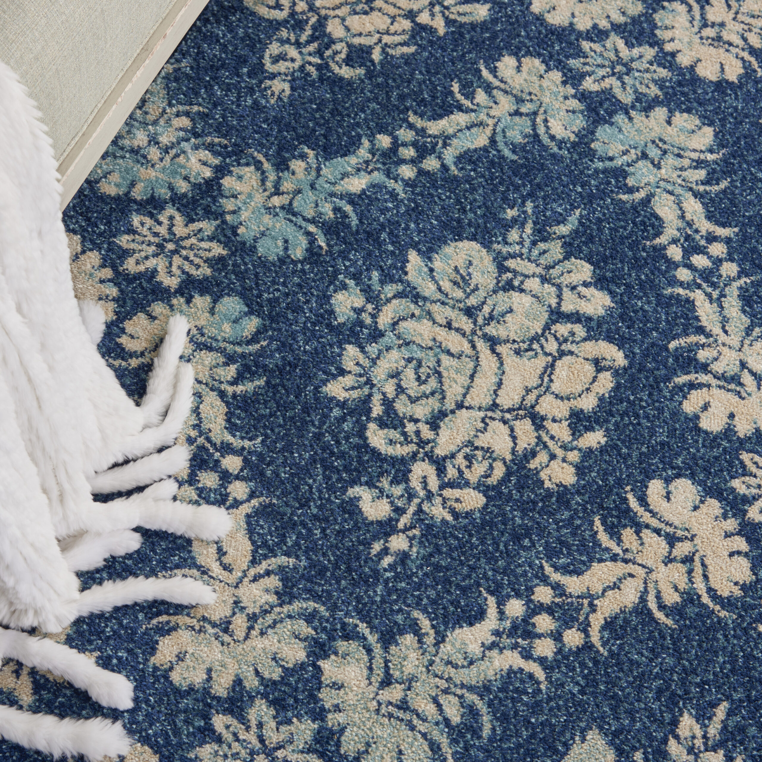 Nourison Tranquil TRA09 Navy Light Blue Area Rug - Image 6