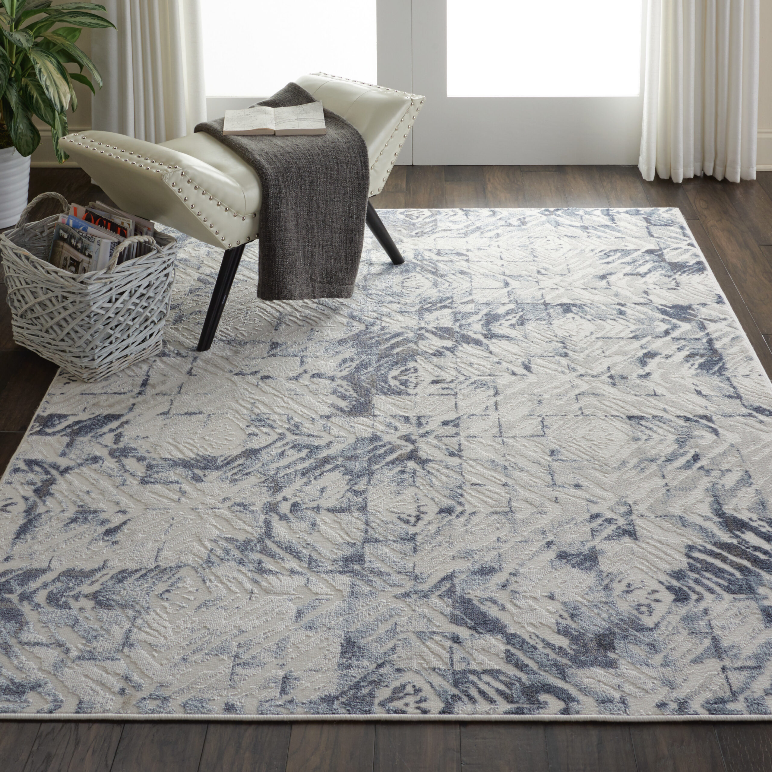 Nourison Urban Decor URD02 Ivory/Blue Area Rug - Image 5
