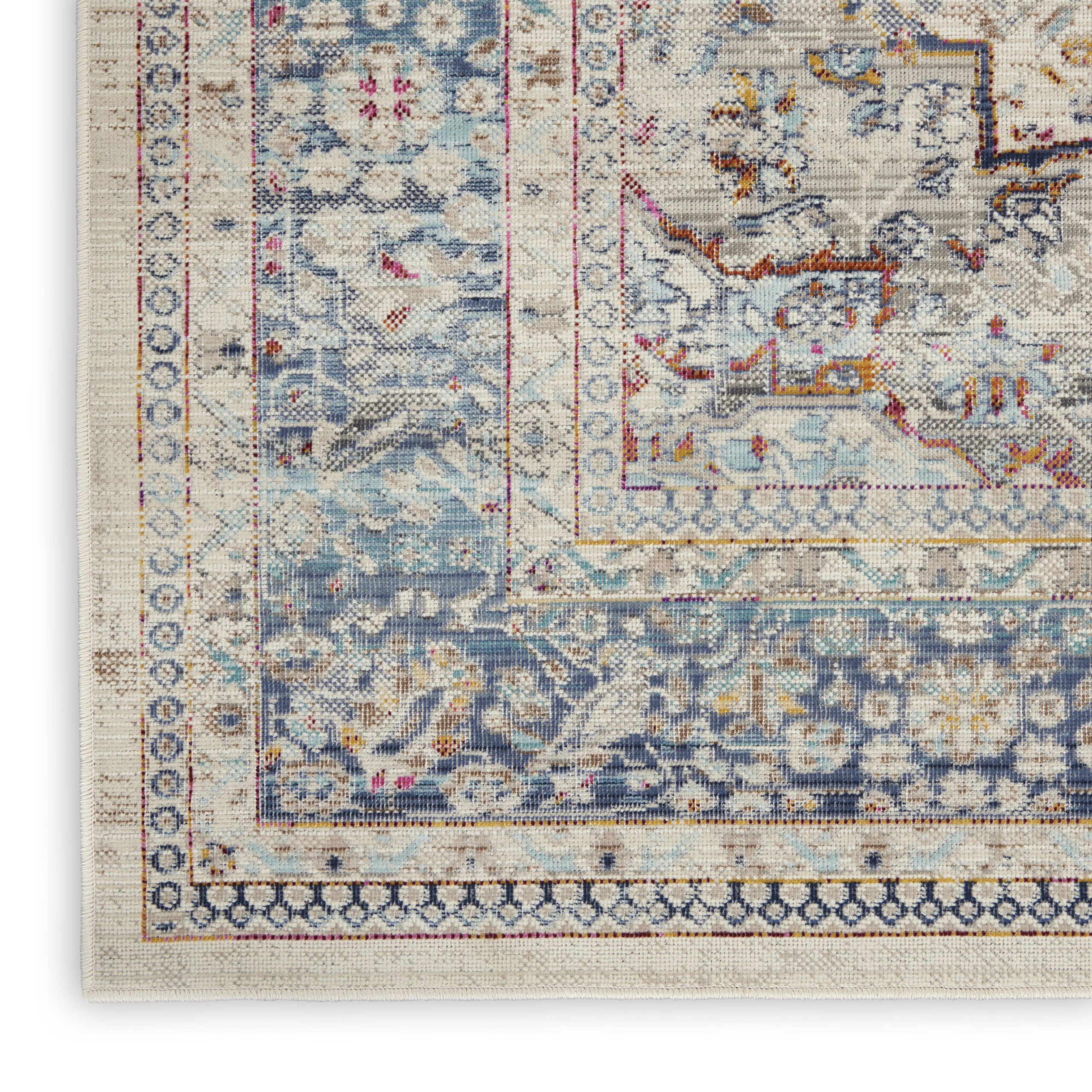 Nourison Vintage Kashan VKA07 Ivory Blue Area Rug - Image 2
