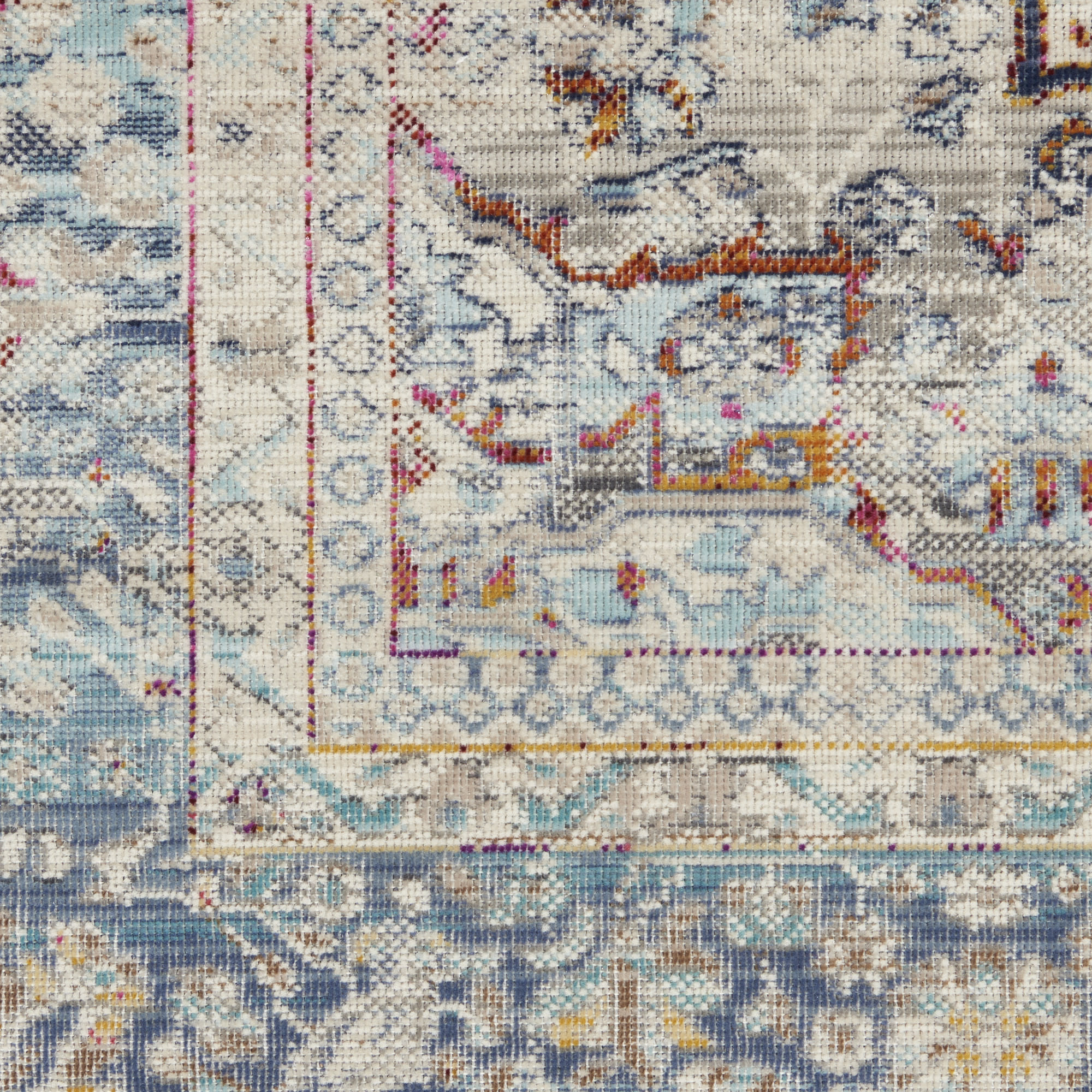Nourison Vintage Kashan VKA07 Ivory Blue Area Rug - Image 4