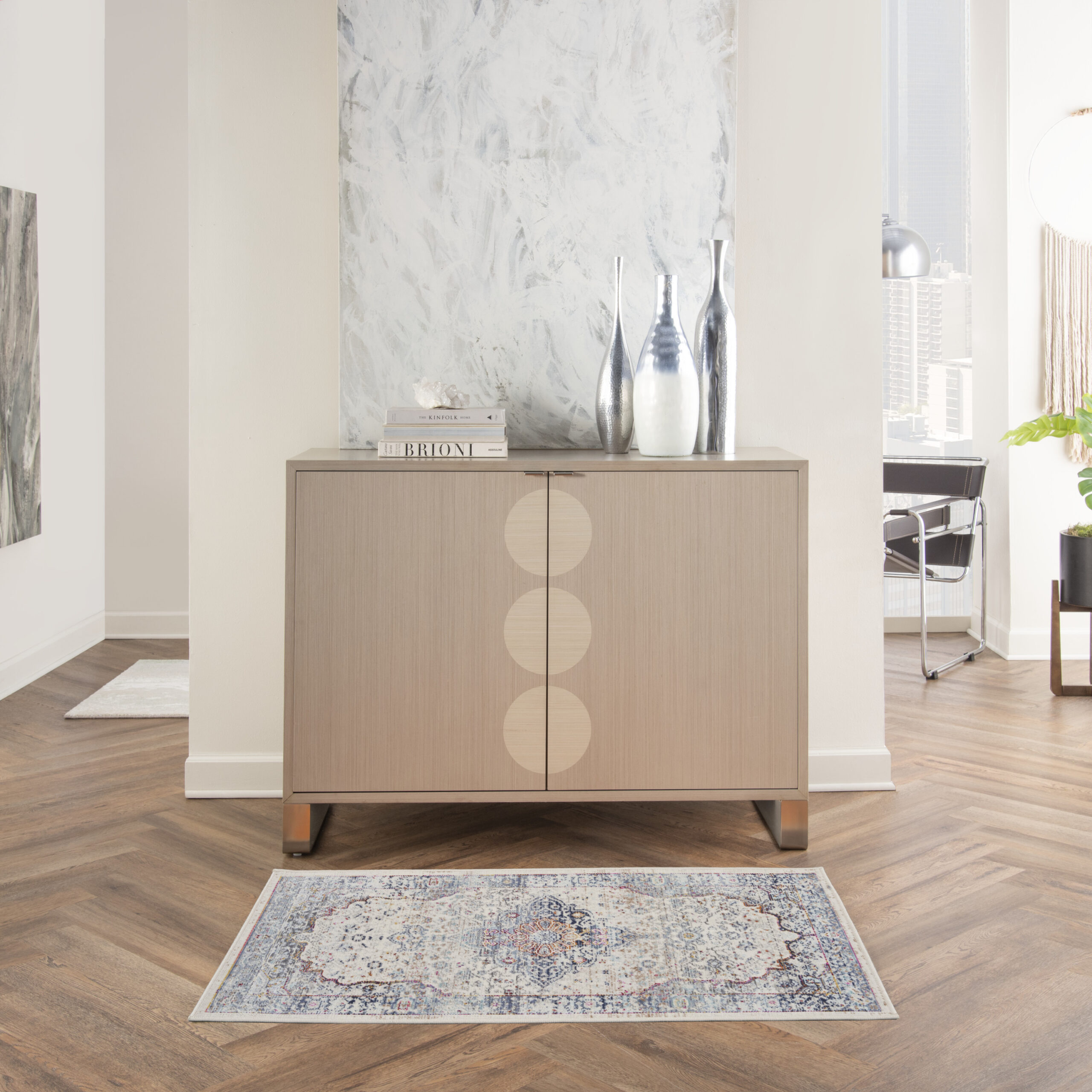 Nourison Vintage Kashan VKA07 Ivory Blue Area Rug - Image 5