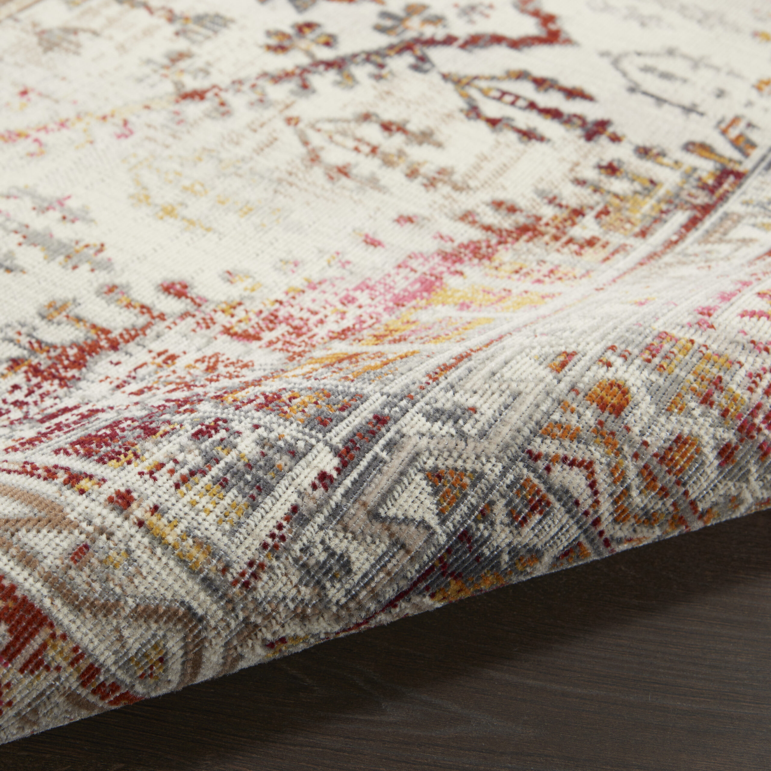 Nourison Vintage Kashan VKA08 Ivory Red Area Rug - Image 3