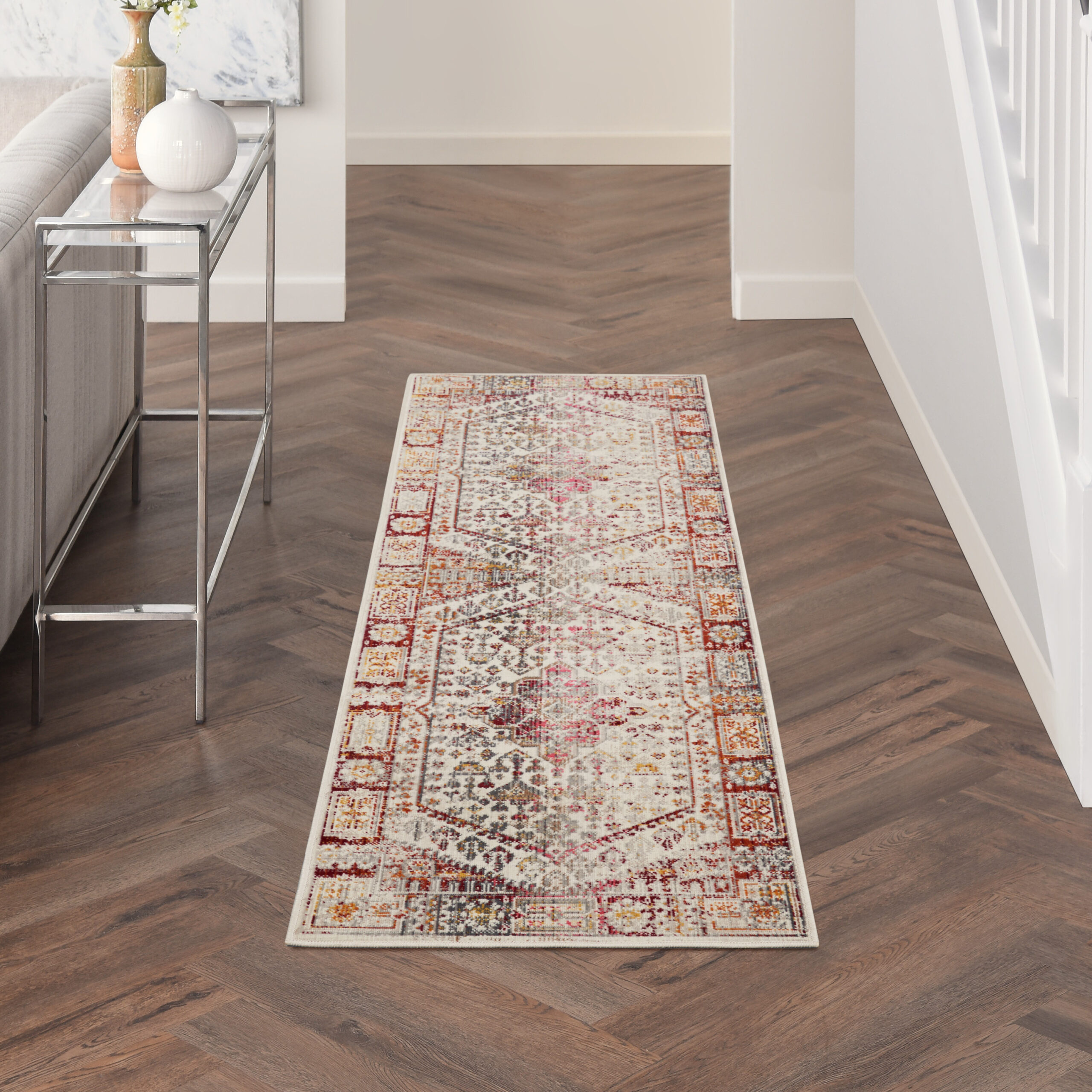 Nourison Vintage Kashan VKA08 Ivory Red Area Rug - Image 5