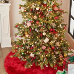 Alternative view of Momeni Furry Tree Skirt FTS-1 Red Area Rug