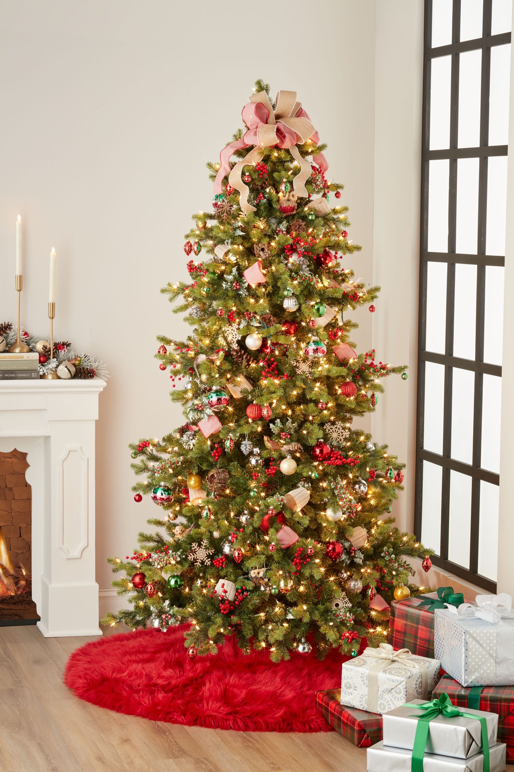 Momeni Furry Tree Skirt FTS-1 Red Area Rug - Image 3