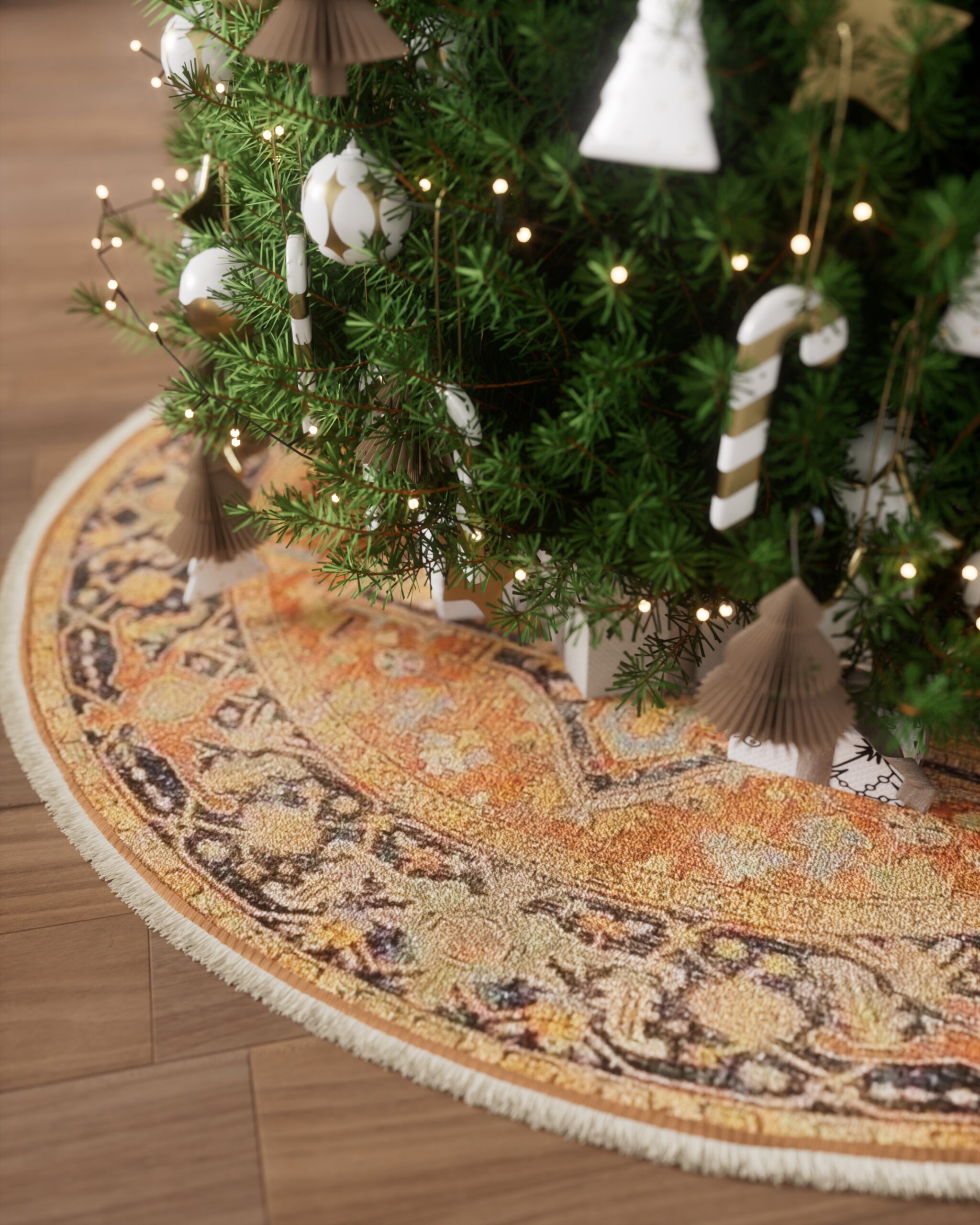 Momeni Vintage Tree Skirt VTS-1 Red Area Rug - Image 3